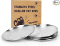 8-Pack Stainless Steel Cat Food Bowls, Shallow Whisker-Friendly Non-Slip by OriginalDesignbyPetLovers