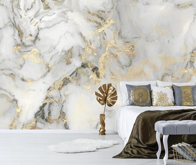 Abstract Marble Wallpaper Gold Art Textured Wall Mural Office Living Room（Not Peel and Stick）