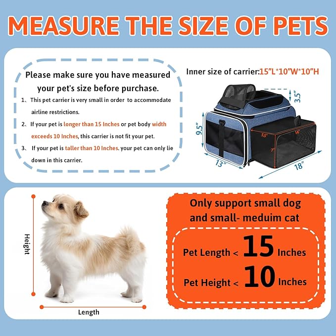 Petskd Top and Side Expandable Pet Carrier 18x13x9.5 Inches Southwest Airline - Image 3