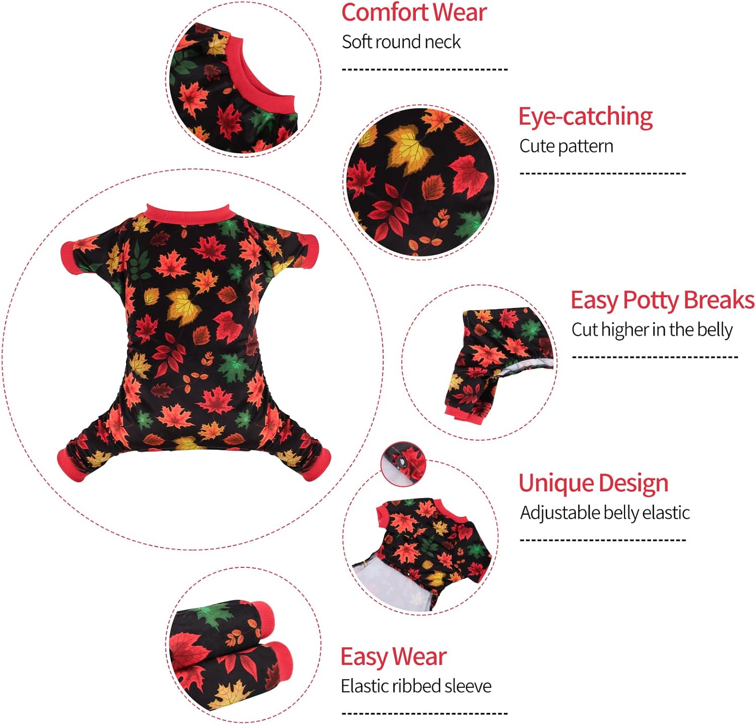 CuteBone Dog Halloween Pajamas Puppy Onesies Small Dogs Soft Pjs Coat Cat Apparel Comfy Pet Christmas Clothes Outfit Doggie Bodysuit P265S