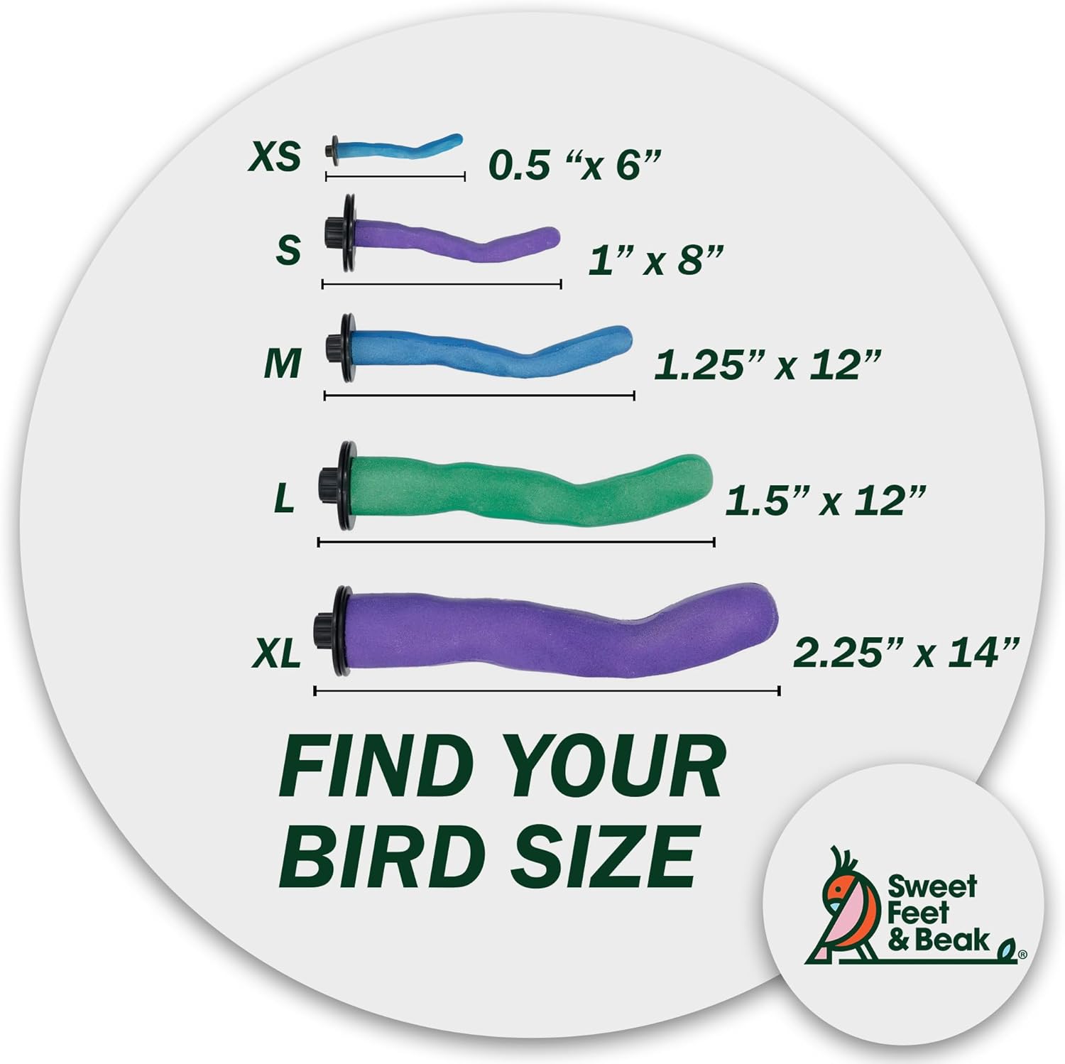 Safety Pumice Perch - Trims Nails and Beak - Promotes Healthy Feet - Safe Non-Toxic Bird Supplies for Bird Cages - X-Large 14"