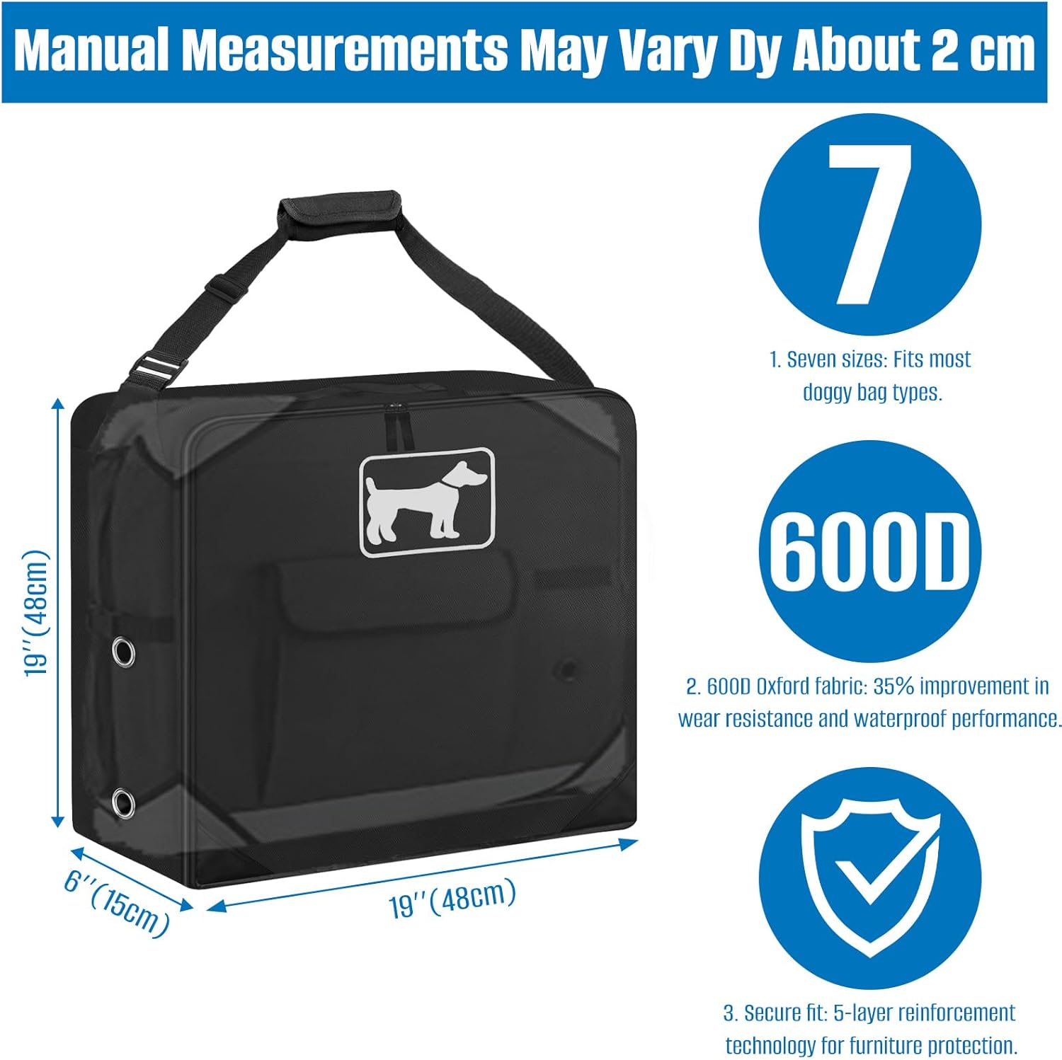 SIRUITON Collapsible Dog Crate Storage Bag Suitable for Collapsible Pet Crate,Heavy Duty 600D Oxford Kennel Tent Crate Dog Fence Travel Bag