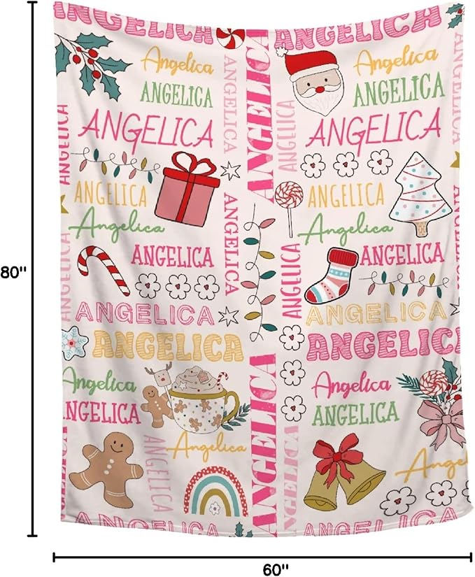 Custom Plush Cozy Blanket | Personalized Name Blanket for Boys and Girls | Christmas Decor Gift | 60"x80"-Adults/Twin Size