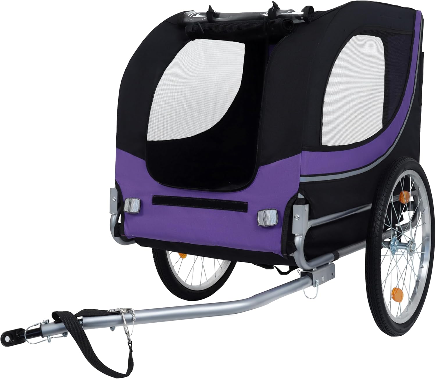 Blue-Grey Large Folding Bike Trailer for Dogs – Heavy-Duty Steel Frame, 66LB Capacity Pet Carrier for All-Terrain Cycling, Jogging & Camping Adventures!