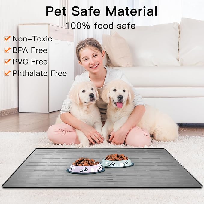 39.4"x29.5" Largest Pet Food Mat, Silicone Dog Mats - Image 4