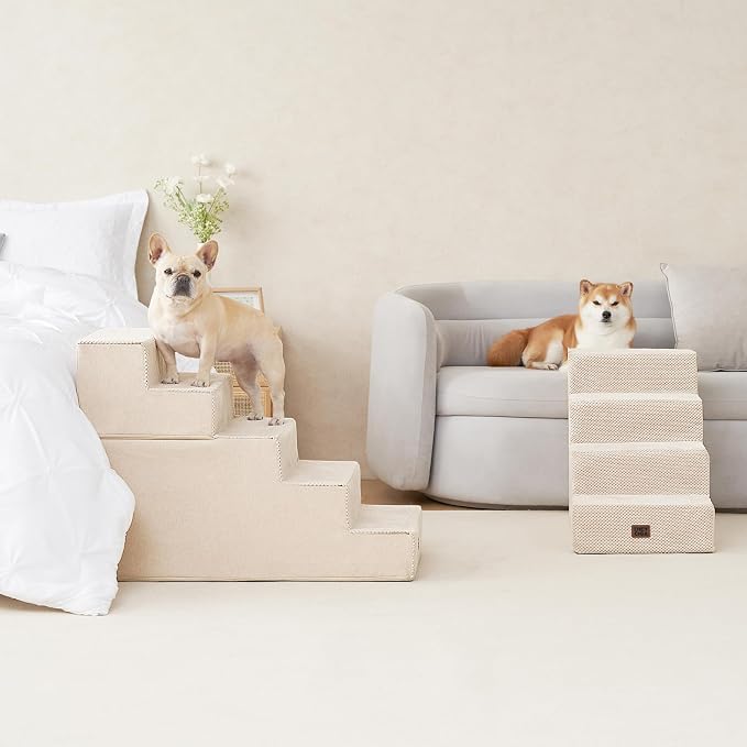 EHEYCIGA Dog Stairs for High Bed 25" H, 5-Step Extra Wide Dog Steps for Bed - Image 5