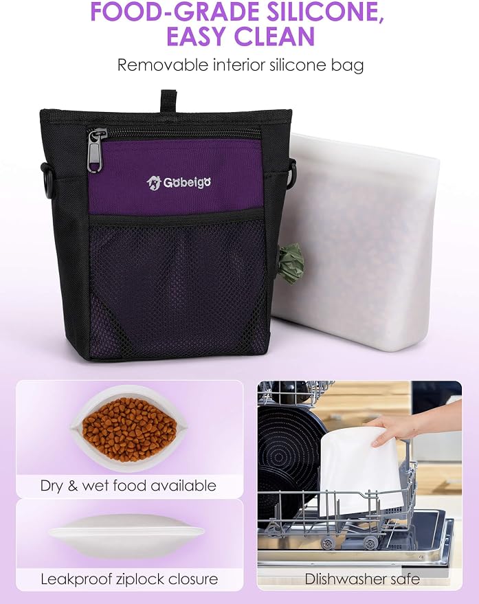 Gobeigo Dog Treat Pouch, Magnetic Closure & Sealable Silicone Bag Insert - Image 2