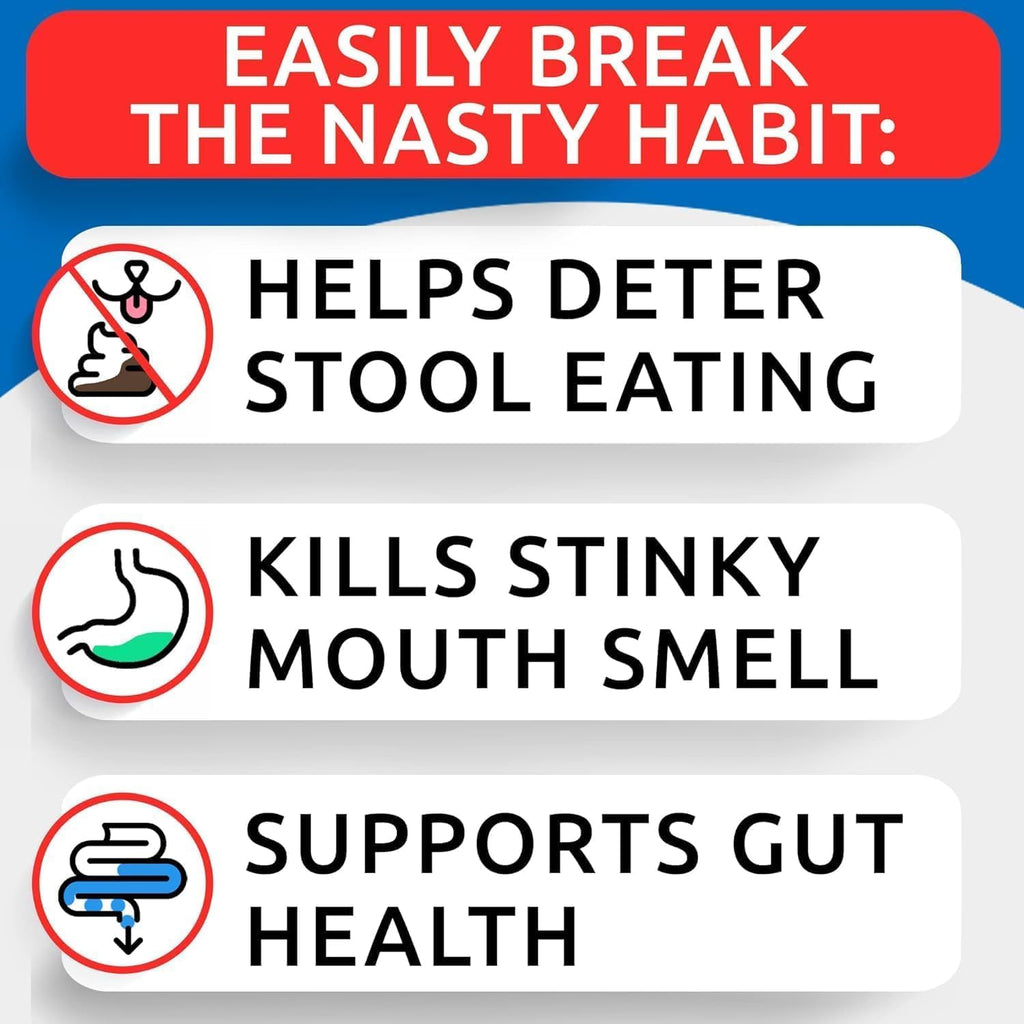 No Poo Chews for Dogs - Coprophagia & Stool Eating Deterrent with Probiotics, Digestive Enzymes & Breath Aid Support - Stop Dog Poop Eating - Made in USA - 120Ct (Chicken Liver)