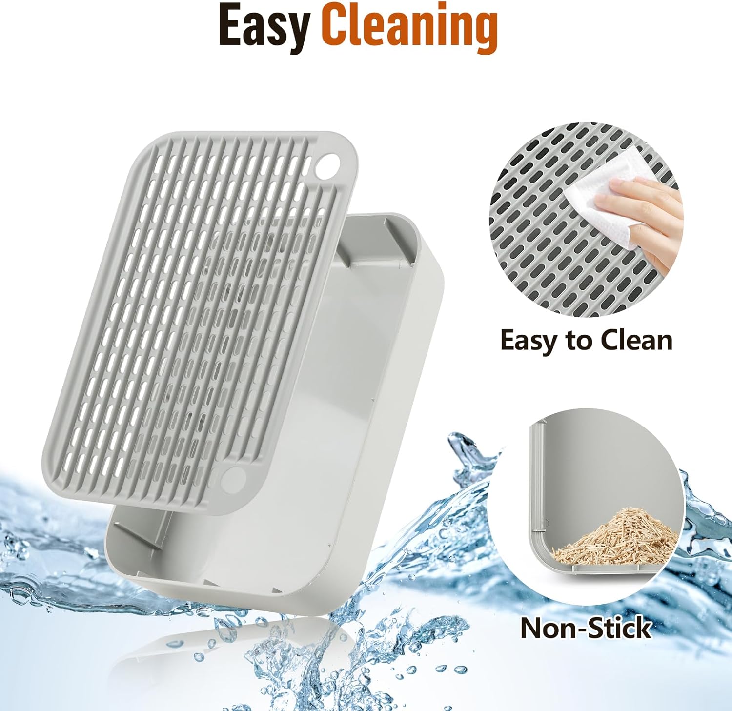 Cat Litter Box Ramp Mat with Filter Function, Cat Step Pedal Stool for Self-Cleaning Litter Box, Easy to Clean, Ideal for Kitten & Elderly Cats (Light Grey)