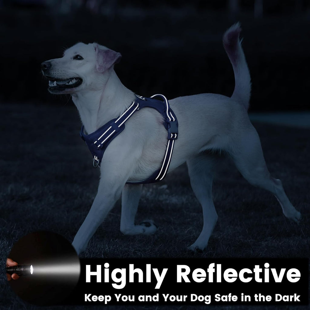 No Pull Dog Harness, Reflective Puppy Vest for Small Medium Large Sized Dog(Prussian Blue,M)