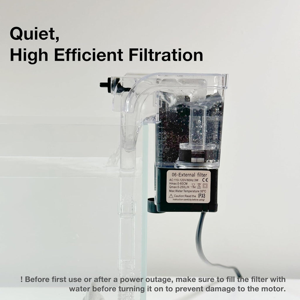 Nano Aquarium Kit,1.5 Gallon Rimless Small Glass Tank with Filter, Aquarium Light, and Aquascaping Decorations, for Home and Office (Black Tank - White Crystal, Small)