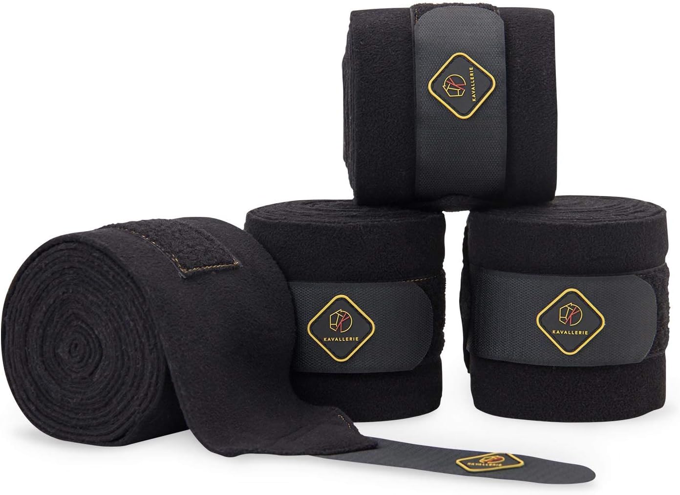 Kavallerie Classic Bandage for Horses, Distributes Pressure Evenly with Therapeutic Breathable Fleece Material, Stretchy, Provides, Leg Protection and Support - Black - (4 Units per Pack)