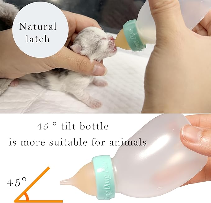 Doggiema Kittens Feeder Bottle, Silicone Feeding Nipple and Syringes - Image 2