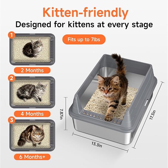 Stainless Steel Cat Litter Box, Odor Free Metal Litter Box - Image 2