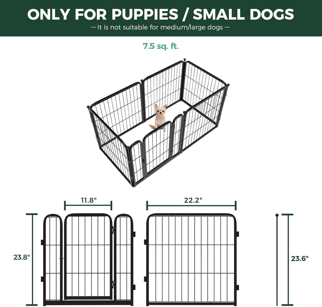 FXW Homeplus Unleashed Indoor Dog Playpen - Stress-Free and Safe Play, Heavy Duty 24 Inch 6 Wire Panels Dog Pen for Puppy and Small Dogs, Black│Patented