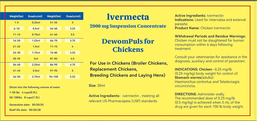 Poultry Chicken Supplies, Safe for Eggs, 30 mL