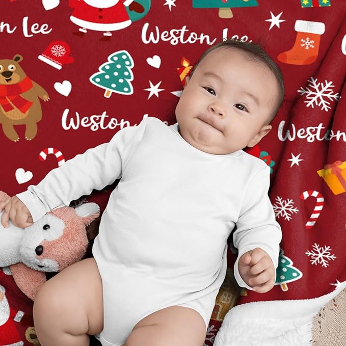 Custom Christmas Blanket | Personalized for Boys Girls | Plush Cozy Customized Name Gift | Birthday Present | 30"x40"-Toddlers/Crib Size