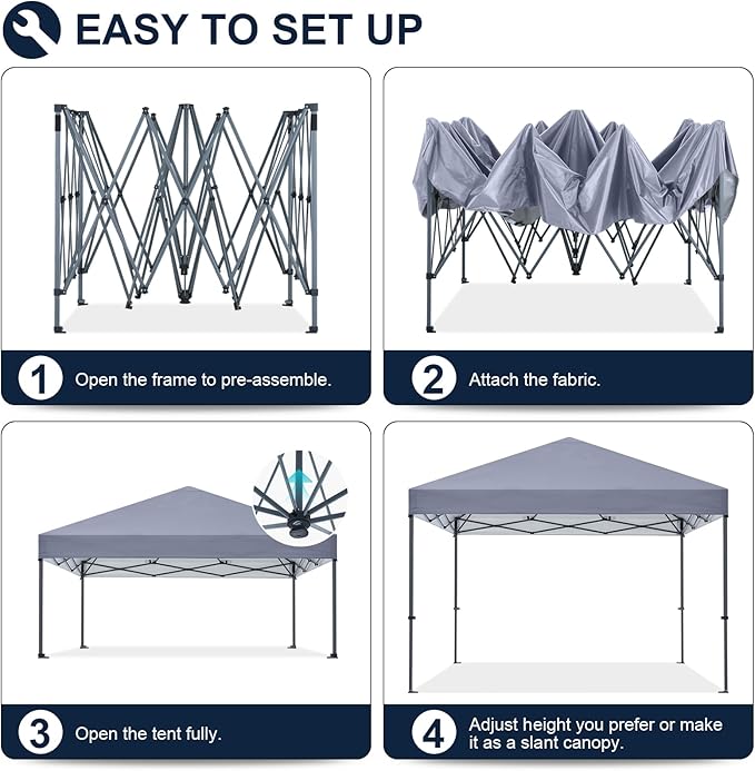 COOSHADE Durable Easy Pop Up Canopy Tent 12x12Ft(Gray)