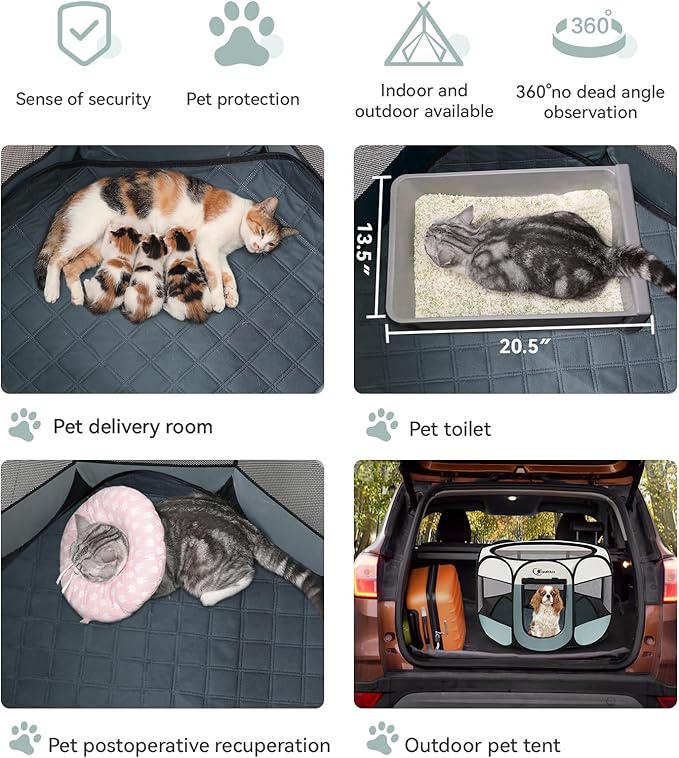 Siedihit Dog Playpen with 2 Washable Pee Pad, Puppy Pet Cat Playpen Small - Image 3