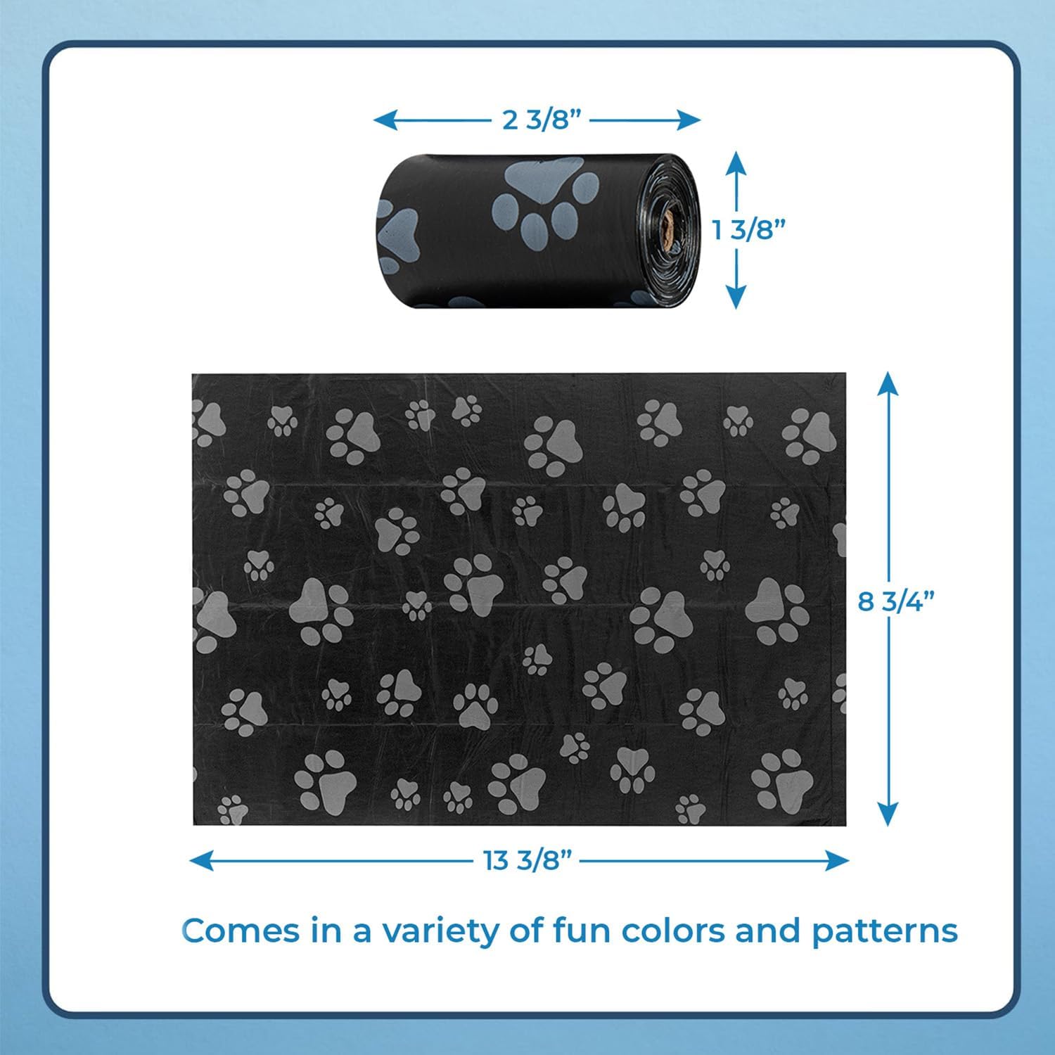 Best Pet Supplies Dog Poop Bags (150 Bags) for Waste Refuse Cleanup, Doggy Roll Replacements for Outdoor Puppy Walking and Travel, Leak Proof and Tear Resistant, Thick Plastic - Black