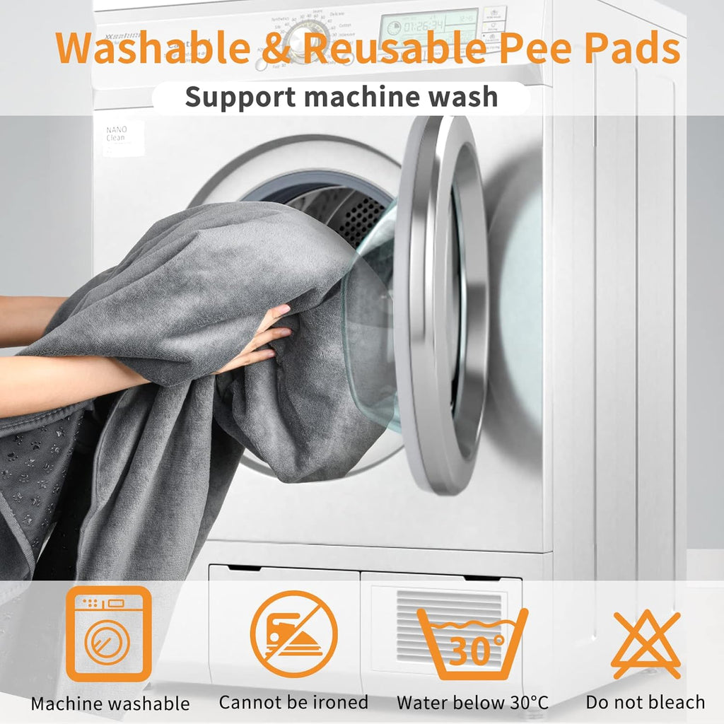 LOOBANI 2 Packs Extra Large Reusable Dog Mat for Floor, Non-Slip Washable Pee Pad for Dogs, Fast Absorbent Pet Whelping Pads, Puppy Playpen Mat for Incontinence, Housebreak, Crate, 48x48in, Gray