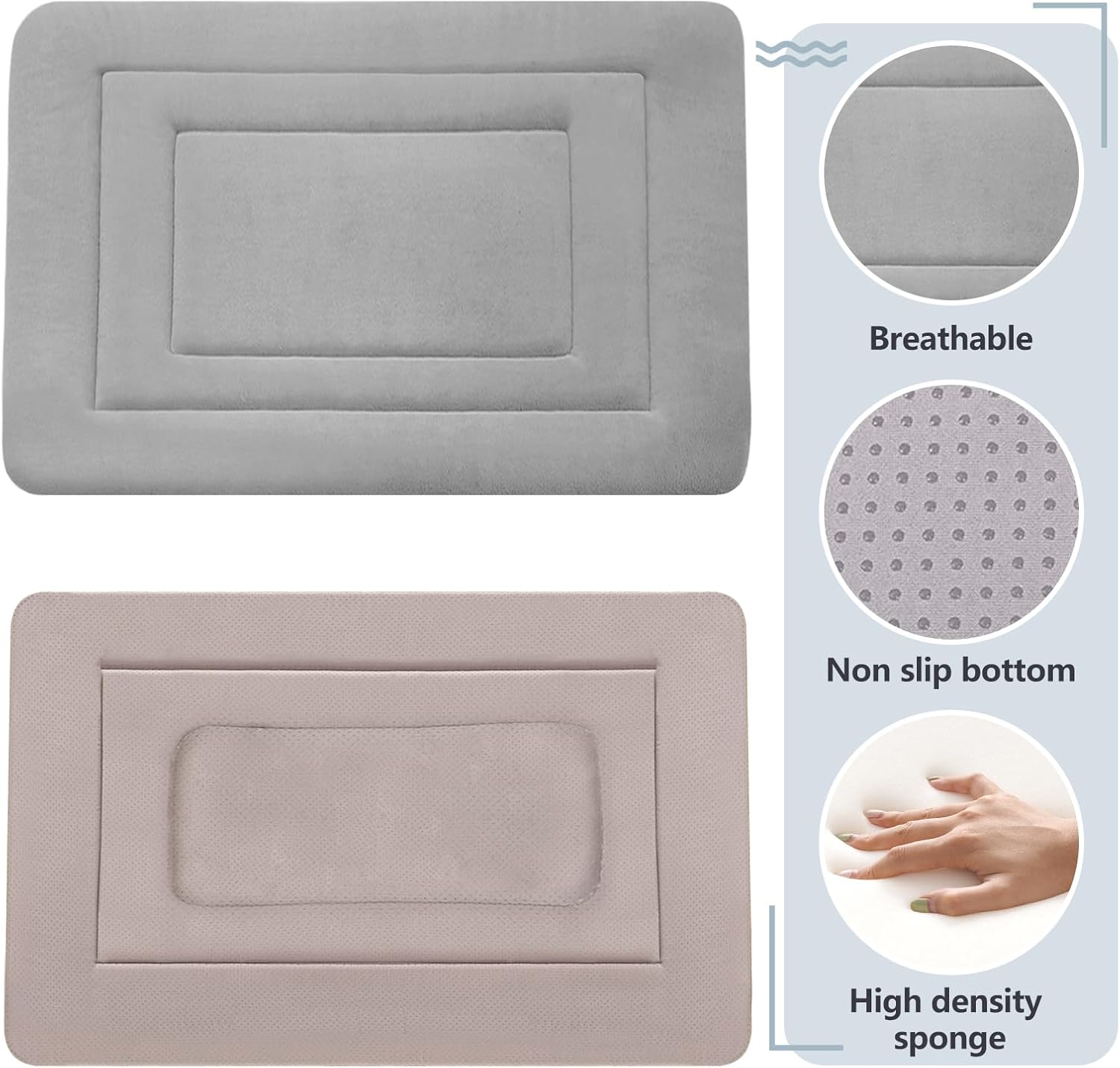 JoicyCo Soft Dog Crate Bed Pad Mat, 42 in Non-Slip Bottom Washable for Large Dogs, Pet Mattress Kennel Pad, Clay Gray