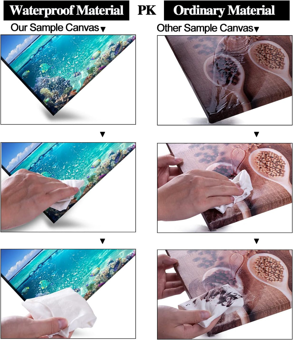 Tropical Island Coral Reef Landscape Canvas Wall Art for Living Room,Unique View Split Waterline Scenery,Beautiful Nature Summer Travel Scenic Picture Print Artwork Painting Decor,Inner Frame 20x40