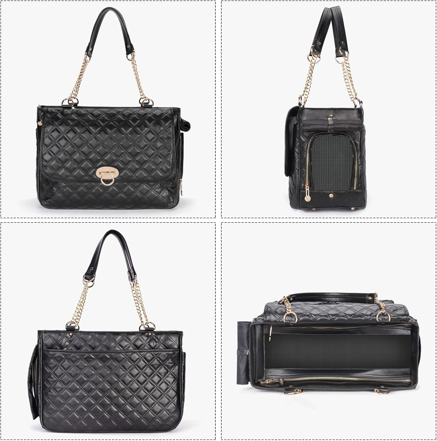 Fashion Pet Carrier Dogs Cat Small Animals Purse Bag, Leather Pet Carriers Dog Puppy Kitten Tote Travel Handbag TSA Airline-Approved