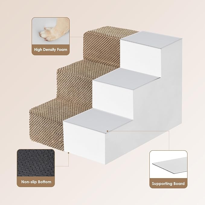 EHEYCIGA Dog Stairs for Small Dogs 13.5" H, 3-Step Dog Steps for Couch Sofa and - Image 3