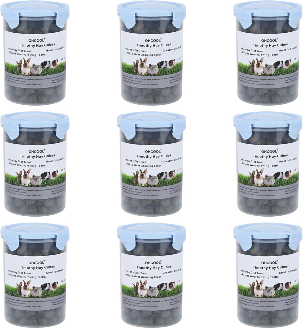 Timothy Hay Cubes 90 oz (9 * 10 oz) with Small Size - Timothy Grass Pellets for Tortoises Rabbits Guinea Pig Chinchilla