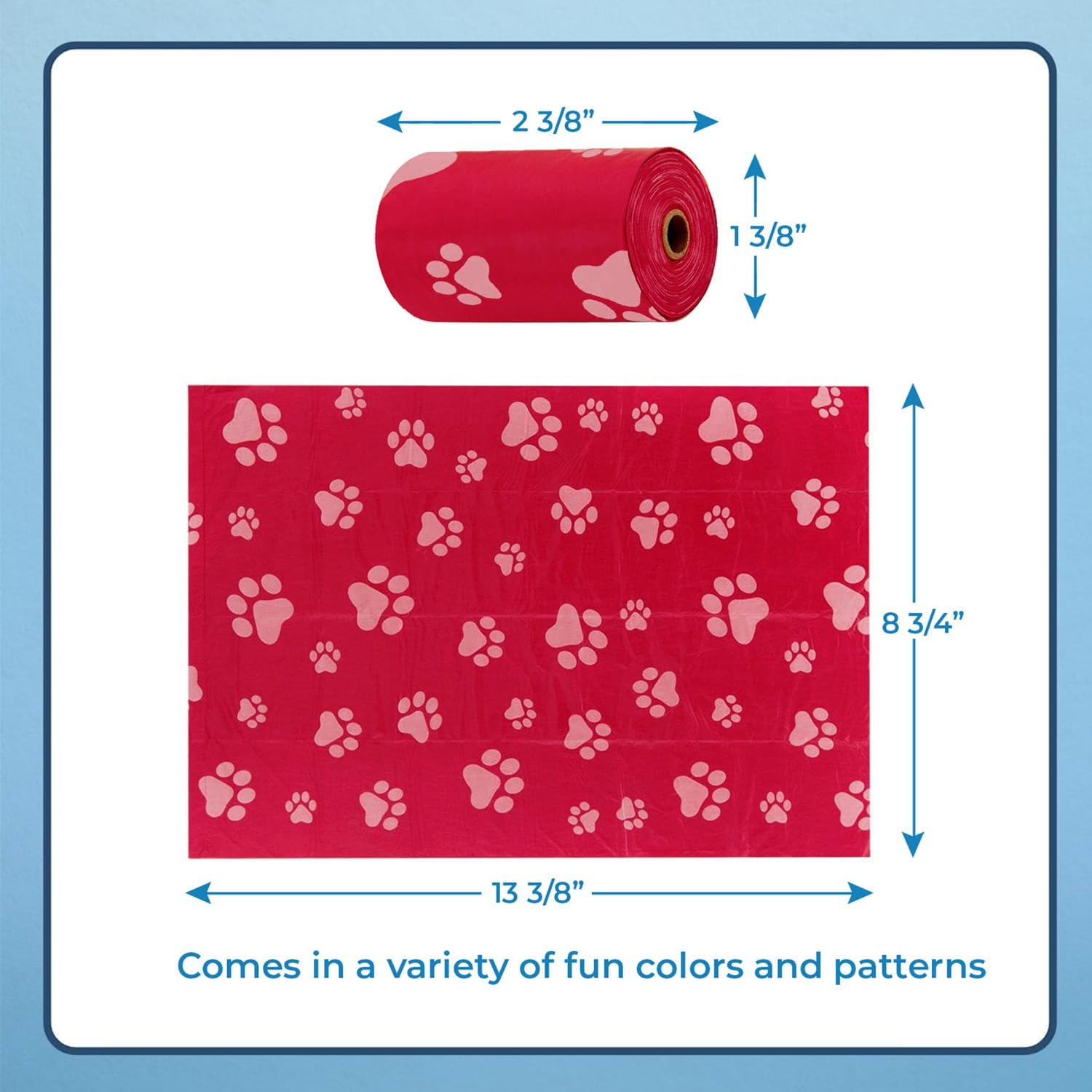 Best Pet Supplies Dog Poop Bags (240 Bags) for Waste Refuse Cleanup, Doggy Roll Replacements for Outdoor Puppy Walking and Travel, Leak Proof and Tear Resistant, Thick Plastic - Red