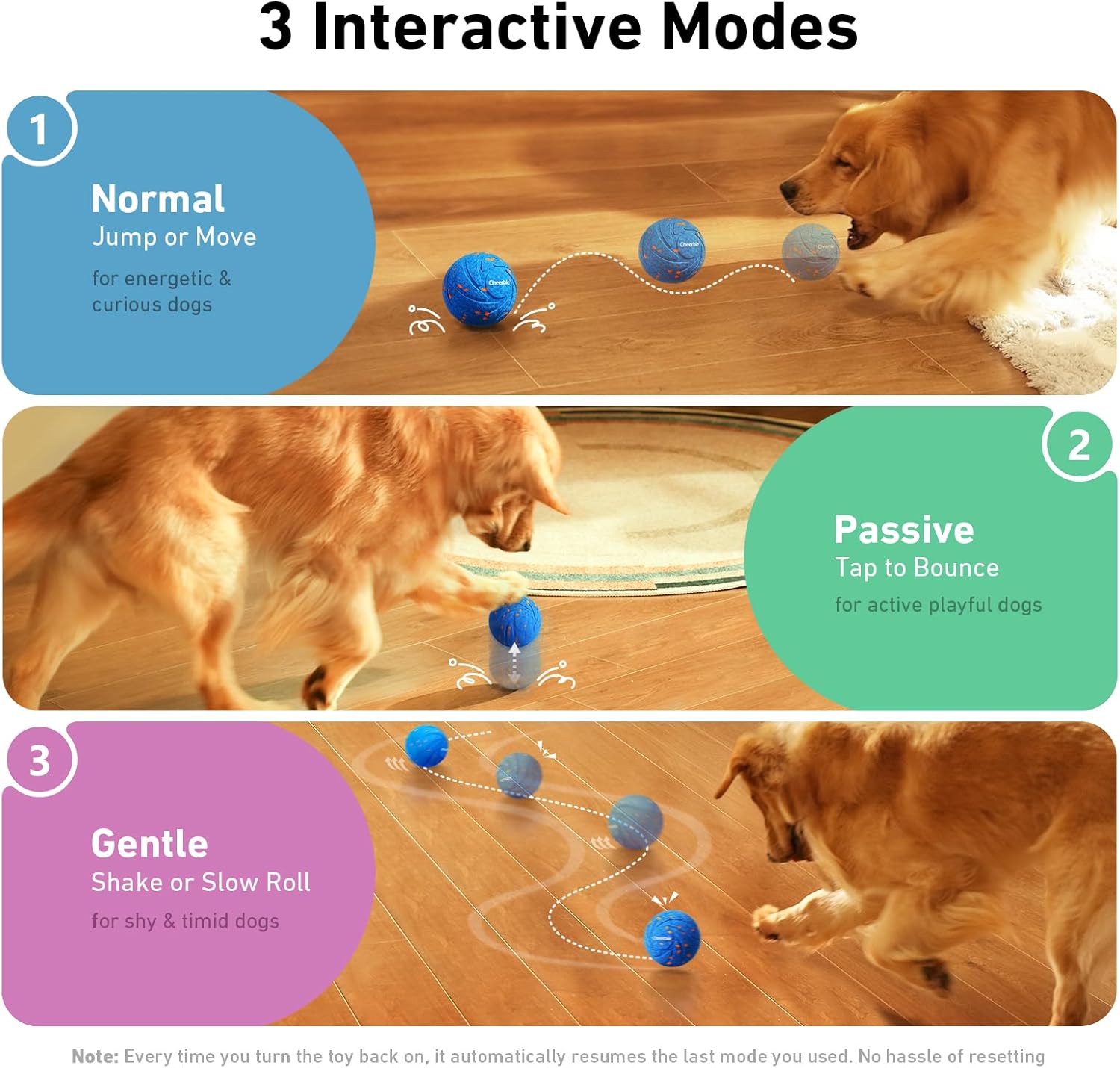 Cheerble Smart Interactive Dog Toy, Wicked Ball AIR, Automatic Moving, Bouncing, and Rotating, E-TPU Material, IPX7 Waterproof Rating, Active Rolling Ball for Medium and Large Dogs