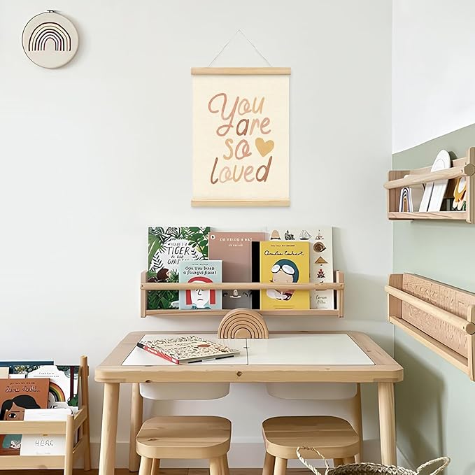 Mtrgdn Neutral Nursery Room Decor - You Are So Loved Poster Hanger Frame,Boho Baby for Kids Boy Girl Boho Wooden Frames,Motivational Wall Hanging Banner Decor for Nursery School 12x16 Inch