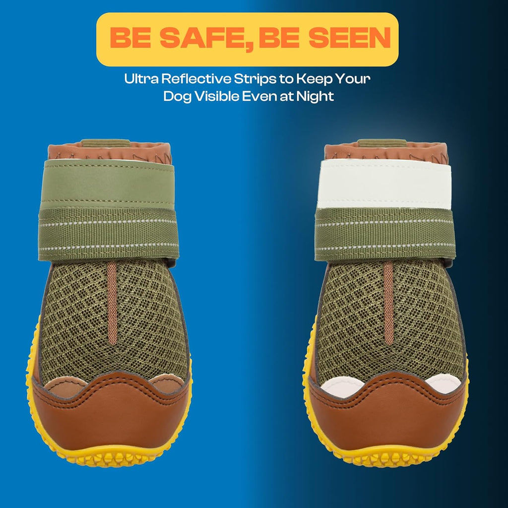 Dog Shoes for Large Dogs, Medium Dog Boots & Paw Protectors for Hardwood Floors, Outdoor Dog Booties for Hot Pavement Winter Snow Hiking, Breathable Dog Shoes with Reflective Strips Size 8