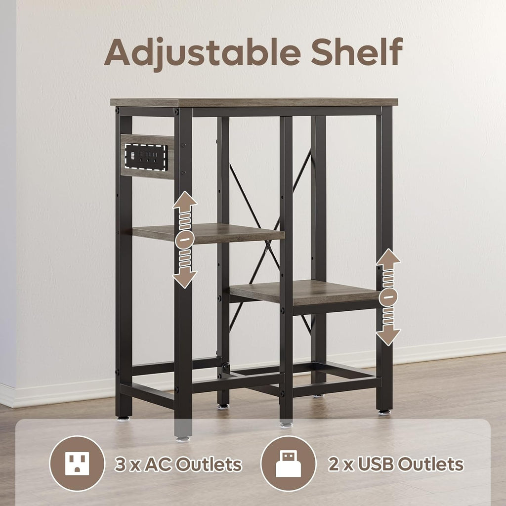 10 Gallon Fish Tank Stand with Power Outlets, 20 x10 Metal Aquarium Stand with 3-Tiers Adjustable Storage Shelves, 6-Legs Reptile Terrarium Stand, 264 LBs