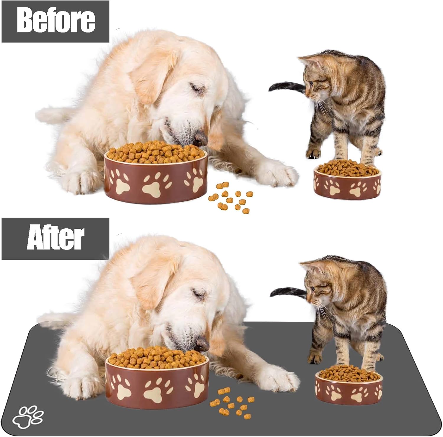 Large Pet Feeding Mat, 39.3"x15.7" Absorbent Quick Dry Dog Mat for Food and Water Bowl, Non Skid Cat Bowl Mat, No Stains for Pet Water Dispenser Pet Supplies for Messy Drinkers