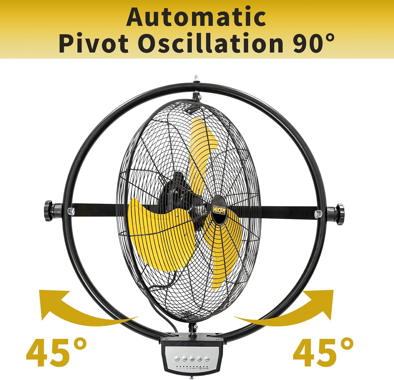 HiCFM 20" Remote Control Wall Mounted Fan, 5000 CFM High Velocity 3-Speed Oscillating Wall Fans with Timer for Industrial, Commercial, Warehouse, Garage, Gazebo and Patios - UL Listed, 2 Pack