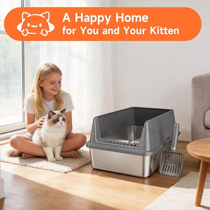 Stainless Steel Cat Litter Box, Odor Free Metal Litter Box - Image 9