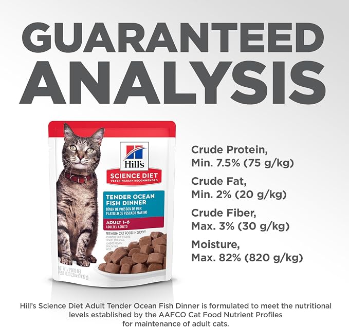 Hill's Science Diet Adult 1-6 Wet Cat Food, Ocean Fish, 2.8 oz. Pouches - Image 10