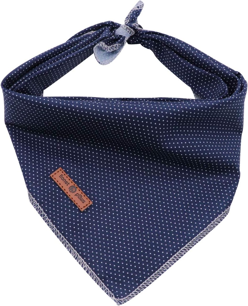 Lionet Paws Dog Bandana for Small Medium Large Dogs, Cat Kerchief Blue DOIT, Triangle Bibs Scarf for Girl or Boy