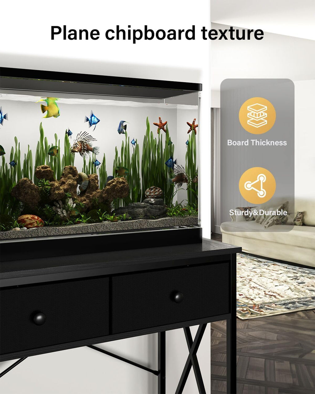 Fish Tank Stand 40 Gallon: Sturdy Aquarium Stand with Accessories Storage - Metal Fish Tank Table for 40-50 Gallon Reptile Breeder Turtle Terrarium - 35"X19.54" Weight Capacity 660 lbs