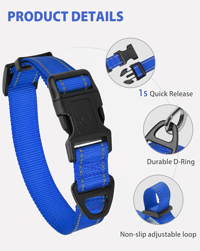 Joytale Large Dog Collar, Reflective and Adjustable Nylon Pet Collar - Image 4