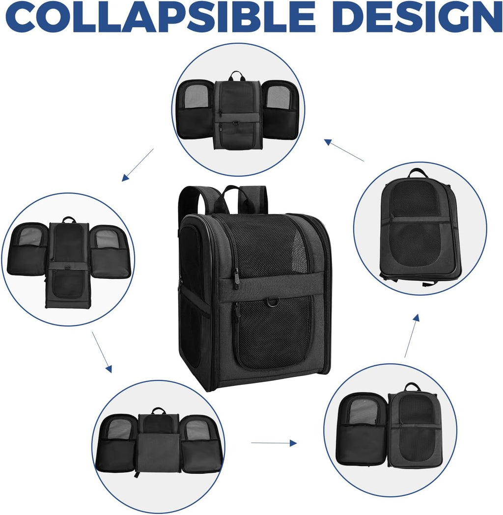 Apollo Walker Dog & Cat Carrier Backpack for 4-15lb Pets - Ventilated Safe Design with Padded Back Support, Breathable Mesh Pet Backpack for Hiking, Travel, Outdoor (Black)
