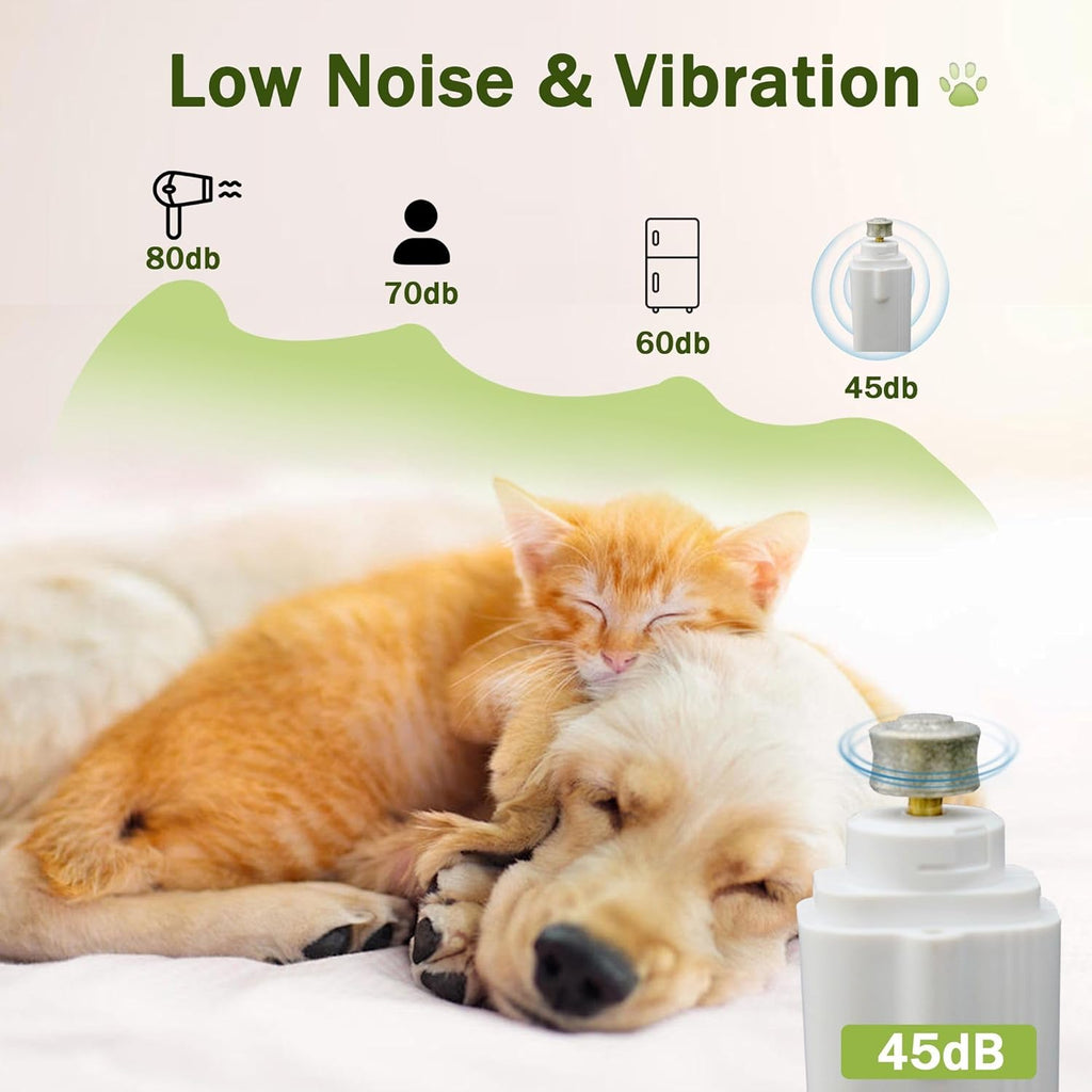2-in-1 Dog Nail Grinder & Dog Nail Clippers Trimmers for Large Medium Small Dogs Cats Pets Claw Trimmer with LED Lights (White)