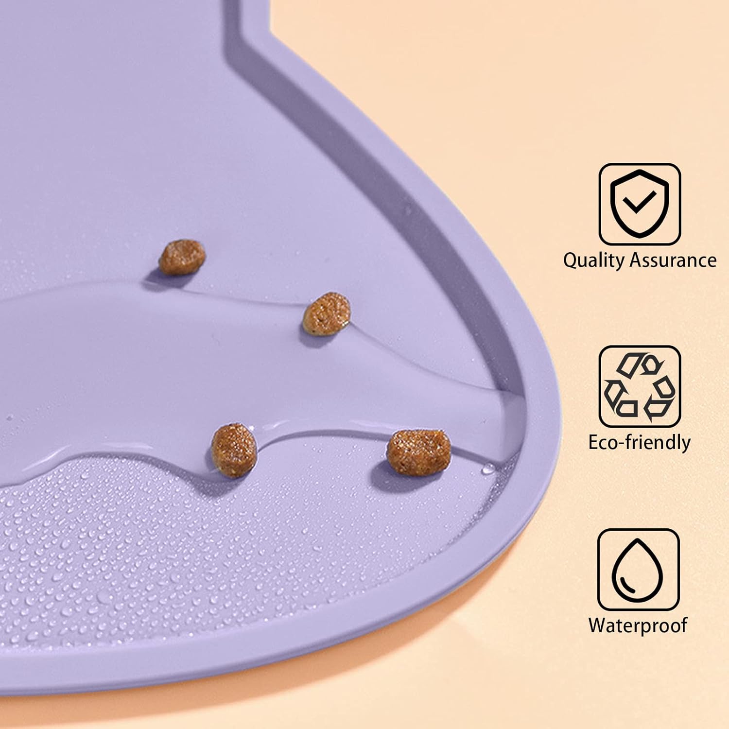 Cat Food Mat, Silicone Pet Feeding Mat for Floor Non-Slip Waterproof Dog Water Bowl Tray Cushion (17" x 10", Periwinkle Blue)