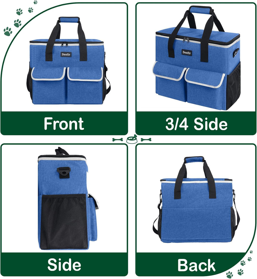 Large Pet Travel Bag Organizer - Dog & Cat Tote with Food Containers, Bowls, Feeding Mat, Perfect for Camping, Hiking (Multi-Pocket Design)