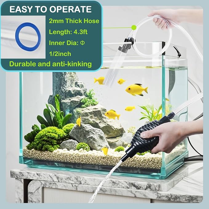 4.3ft Fish Tank Cleaner Aquarium Siphon Gravel Vacuum - Image 5