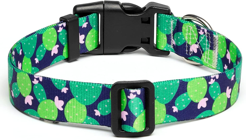 Mercano Adjustable Dog Collar - Special Design Patterns, Soft Nylon Comfortable Durable Pet Collar for Small Medium Large Dogs (L, Cactus)