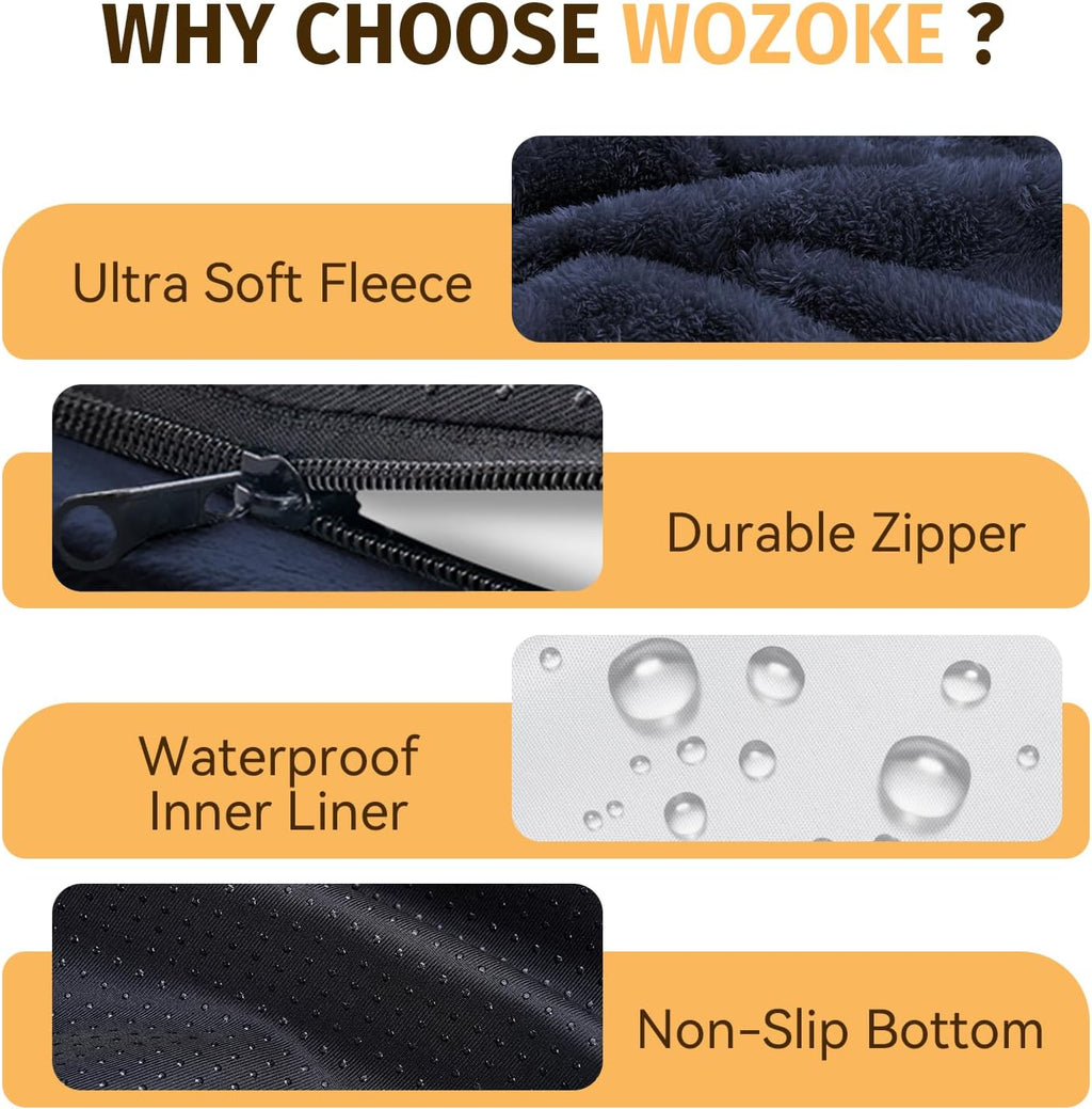 Orthopedic Waterproof Large Dog Bed: Memory Foam Washable Dog Bed with Bolsters - Removable Orthopedic Cover for Medium L XL Large Sized Pet - Non-Slip Bottom - Navy