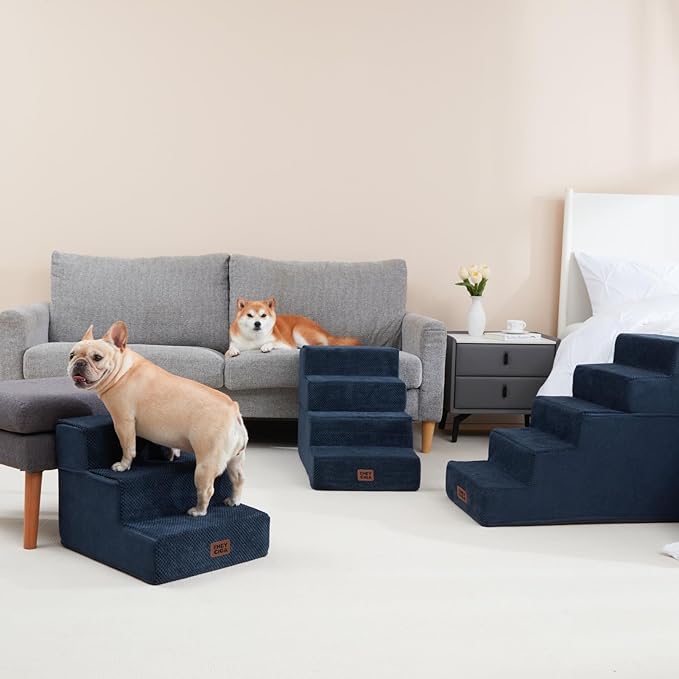 EHEYCIGA Dog Stairs for Small Dogs 13.5" H, 3-Step Dog Steps for Couch Sofa and - Image 4